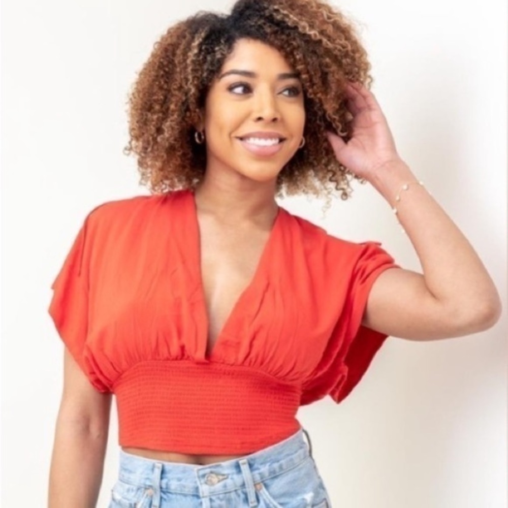 Free People red blouse, size S. Brand New with tag